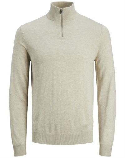 Jack & Jones Junior - JJEEmil Half Zip Strik - Oatmeal